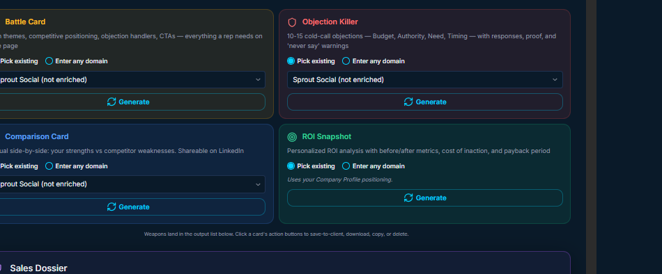 MentionFox Sales Arsenal — Battle Cards, Objection Killers, Comparison Cards, ROI Snapshots